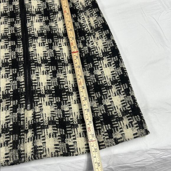 Kenneth Cole Moto Style Plaid Wool Blend Full Zip Knee Length Coat Women’s Small - Picture 8 of 11